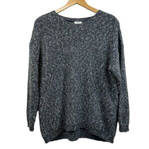 Fat Face Gray with White Speck Oversized Soft Crewneck Long Sleeve Sweater, 10